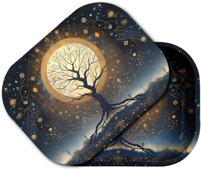 PYSEA Small Metal Tray with Magnetic Lid, Cute Decorative Tray, Ideal Storage for Home or Travel, 7 x 5.5 Inches (Black Yellow) - Image 1